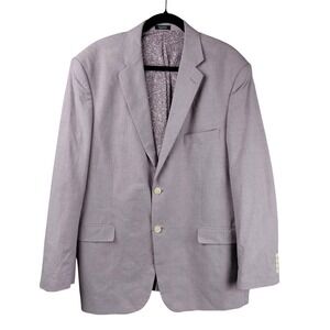 Saddlebred Mens 44R Blazer Purple 100% Cotton 2 Button Sport Coat Paisley Lining